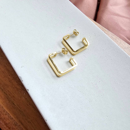 Gold Tri Hoops