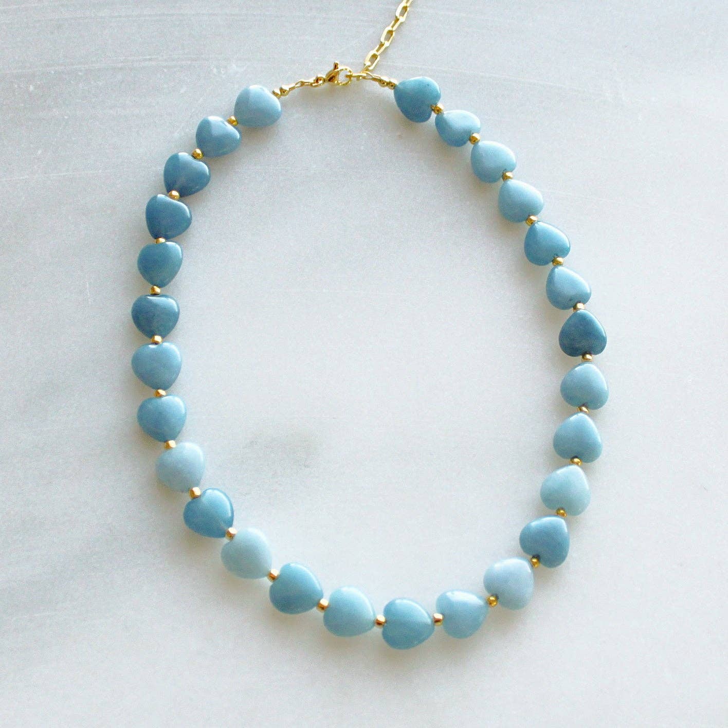 Blue Heart Beaded Necklace