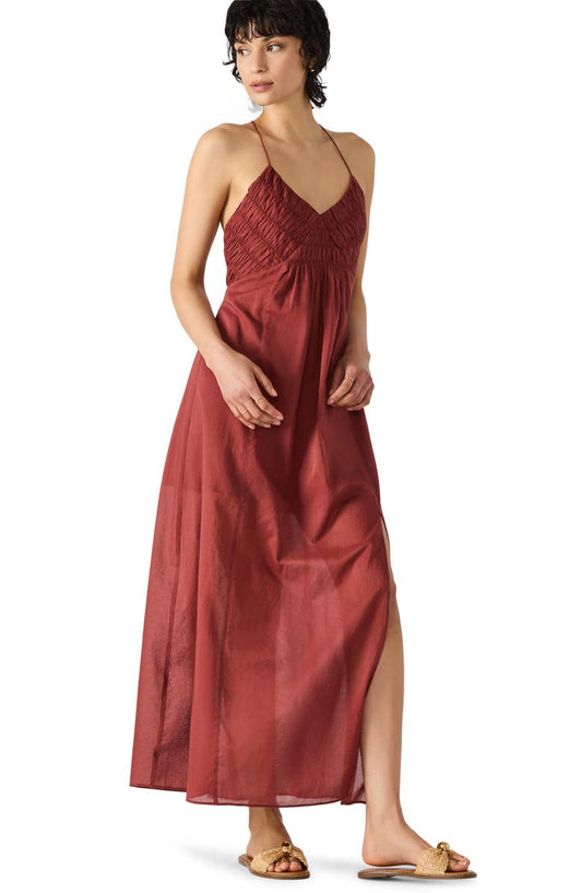 Brianna Side Slit Sleeveless Cotton Maxi Dress