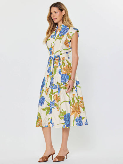 Floral Printed Button Down Midi Dress