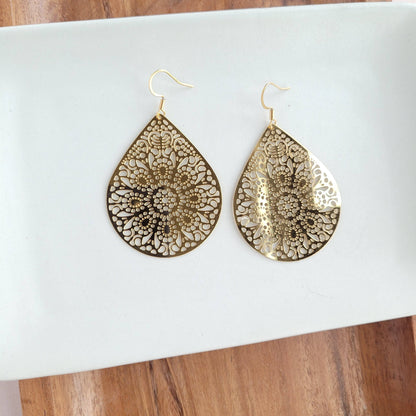 Gold Pendant Earrings