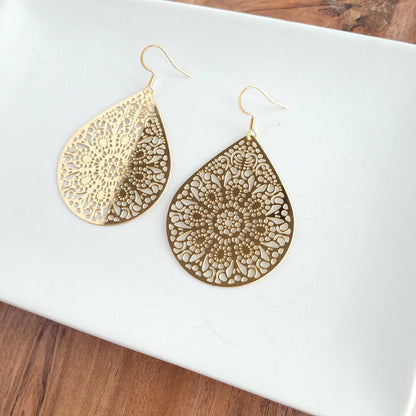 Gold Pendant Earrings