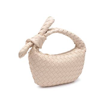 Lizbeth Woven Knot Oatmeal Clutch