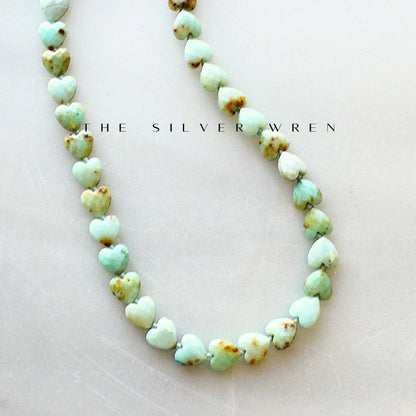 Green Opal Heart Beaded Necklace
