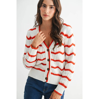 Stripe Button Up Cardigan