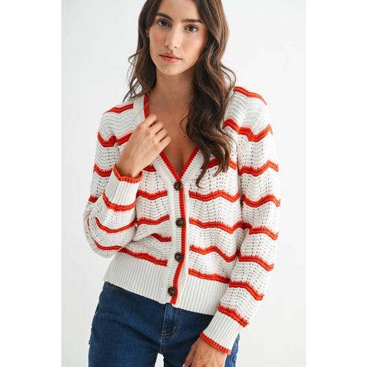Stripe Button Up Cardigan
