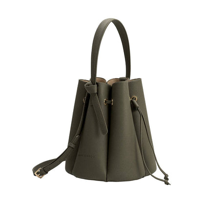 Olive Vegan Leather Bucket Bag