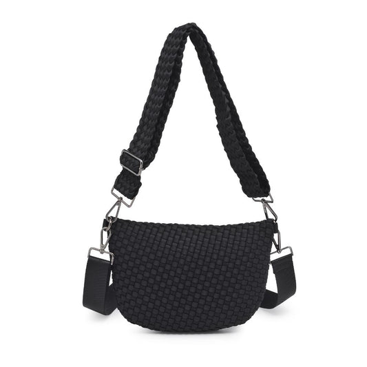 Black Woven Neoprene Crossbody Bag