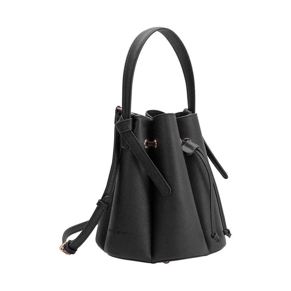Black Vegan Leather Bucket Bag