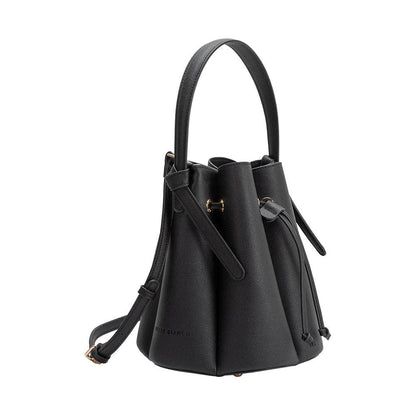 Black Vegan Leather Bucket Bag
