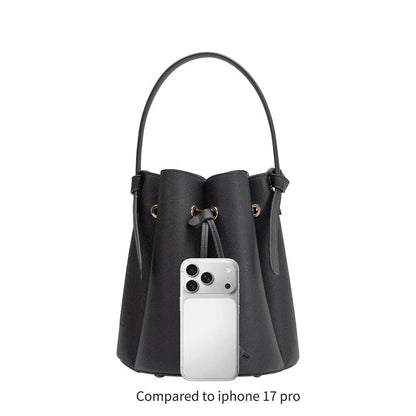 Black Vegan Leather Bucket Bag