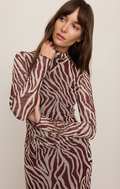 Sevilla Zebra Mesh Midi Dress