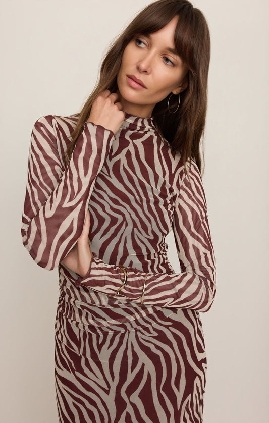 Sevilla Zebra Mesh Midi Dress