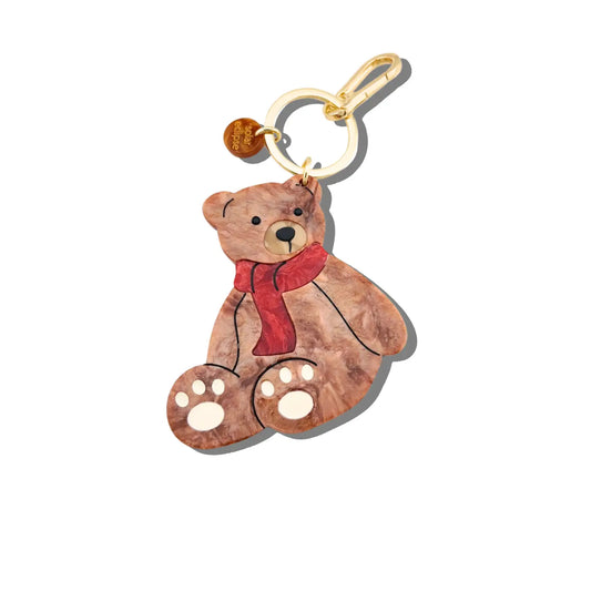 Hand-Painted Teddy Bear Bag Charm + Keychain