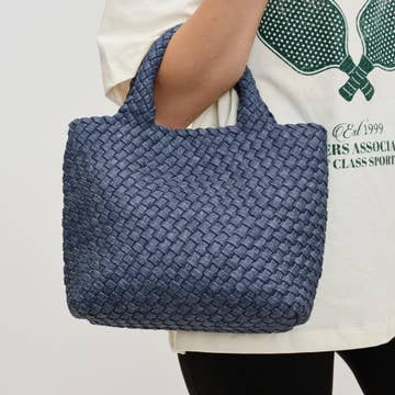 Dark Denim Sky's the Limit Small Woven Neoprene Crossbody