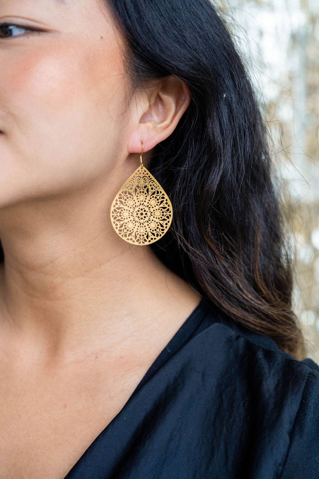 Gold Pendant Earrings