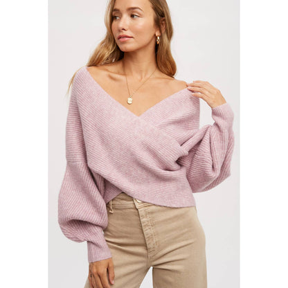 Crossover Liliac Ribbed Sweater