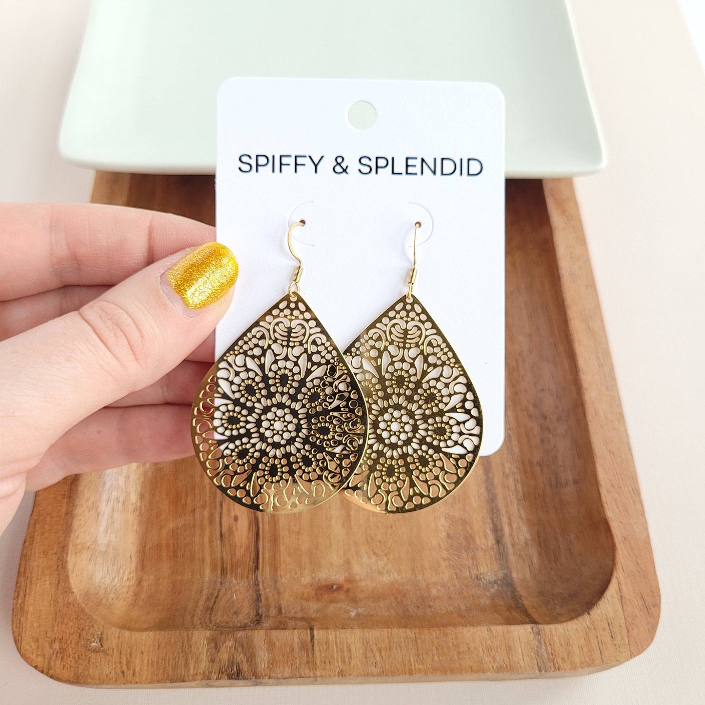Gold Pendant Earrings
