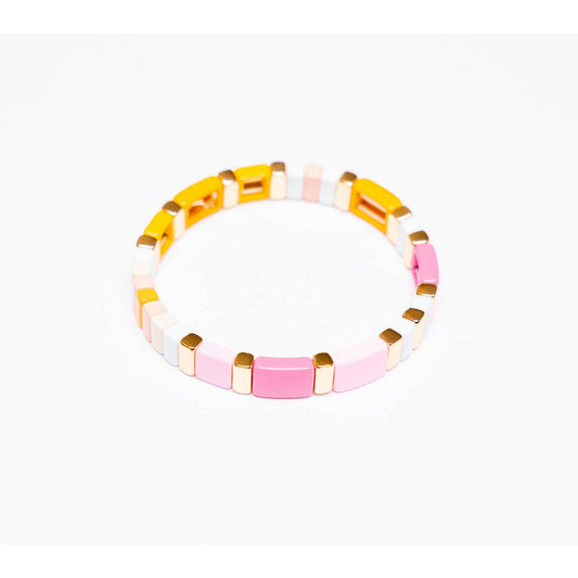 Pastel Pink and Orange Tile Bracelet