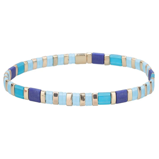 Teal and Gold Tile Bracelet