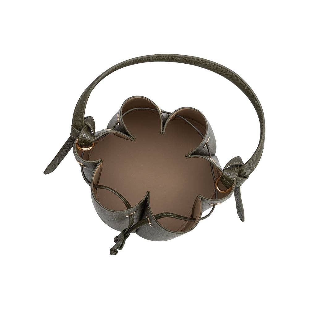 Olive Vegan Leather Bucket Bag