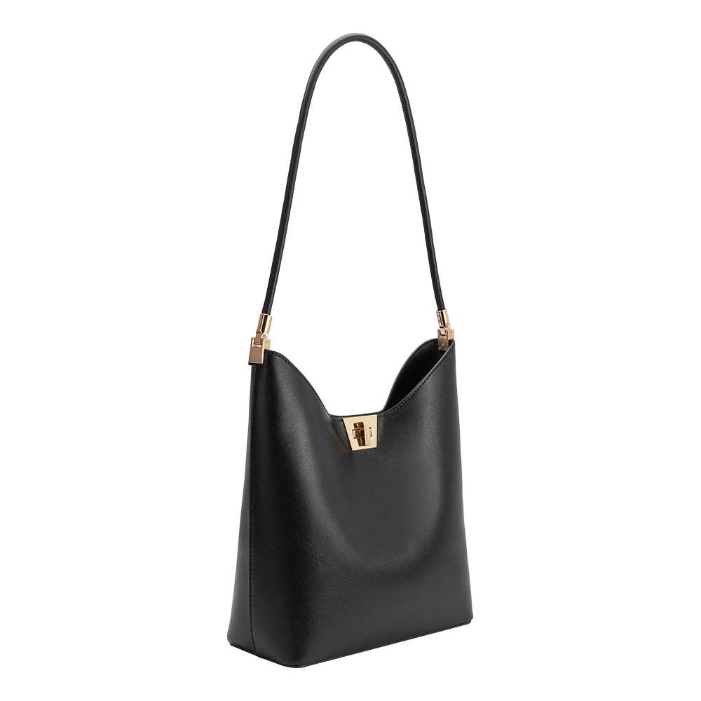 Black Vegan Leather Tote Bag