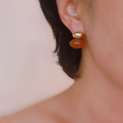 Golden Espresso Drop Stud Earrings