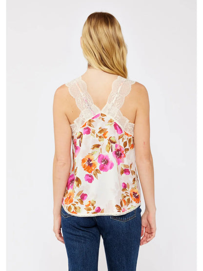 Floral Tank With Lace Detail