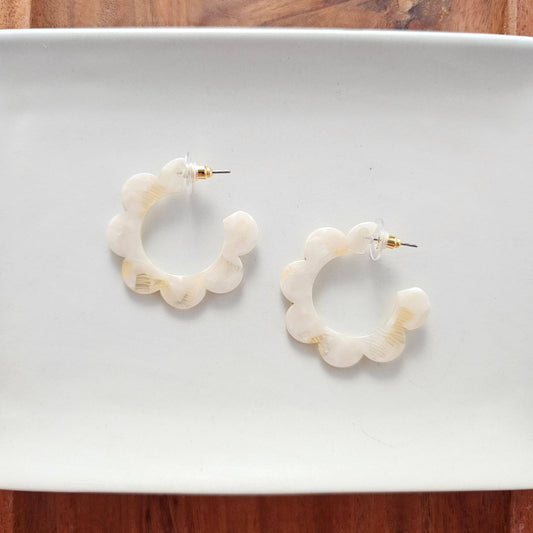 Ivory Scalopped Hoops