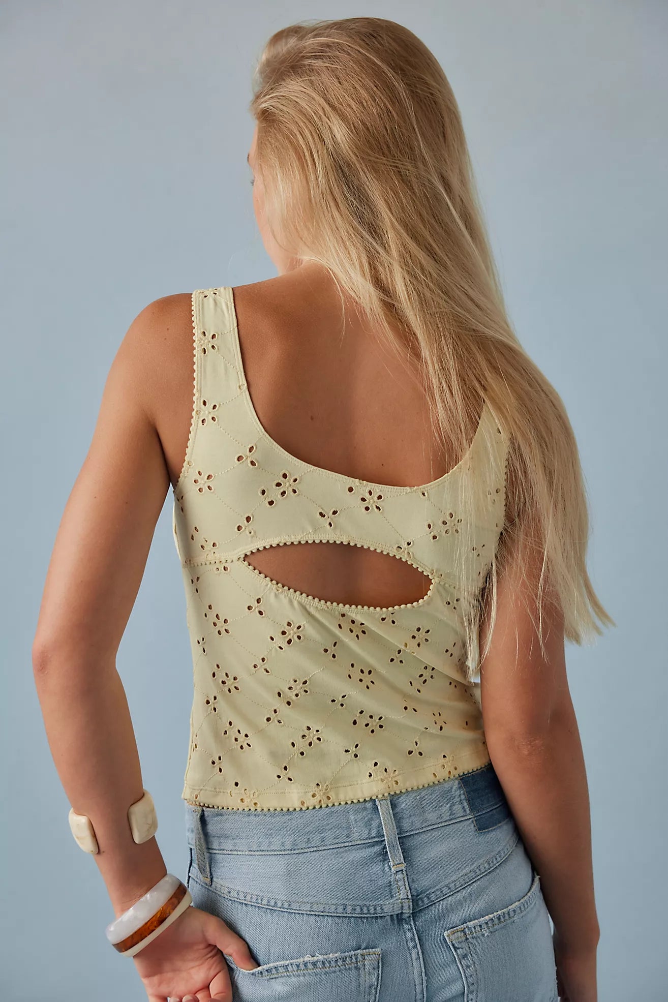 Yellow Eyelet Cami