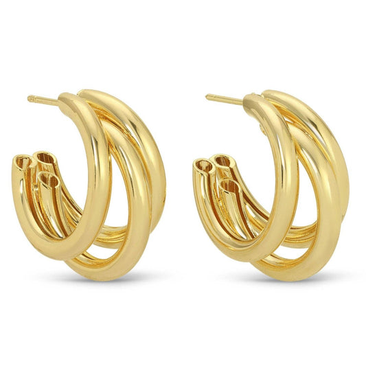 Gold Triple Hoops