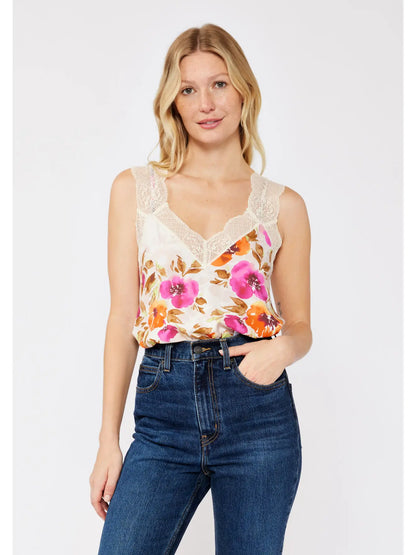 Floral Tank With Lace Detail