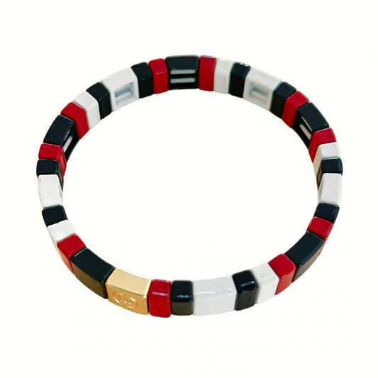 Red and White Tile Bracelet