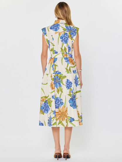 Floral Printed Button Down Midi Dress