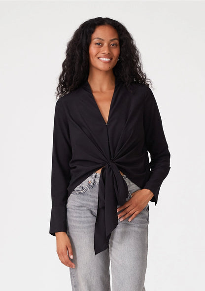 High Low Tie Front Blouse