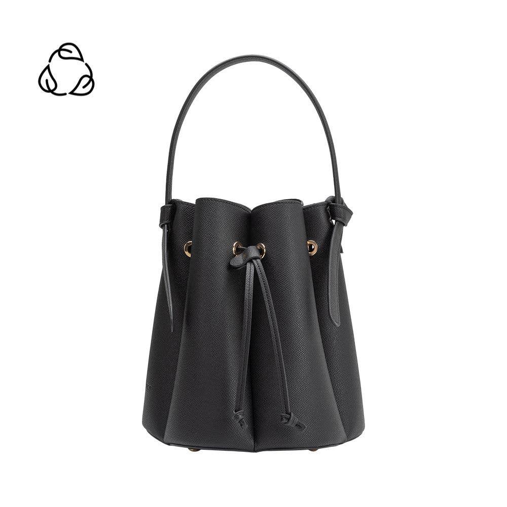 Black Vegan Leather Bucket Bag