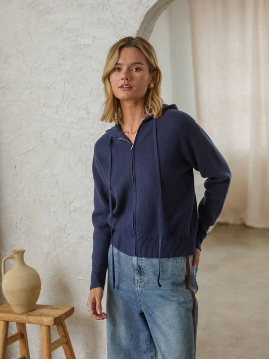 Navy Machine Washable Knit Hoodie