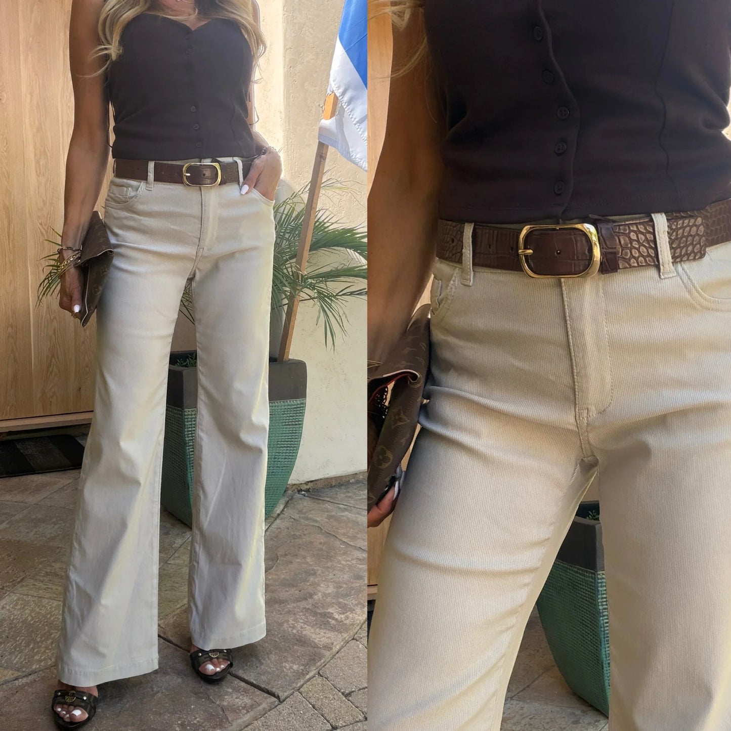 Bevy Flog Pant - Amy Beige Stripe
