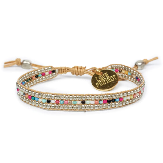 Skinny Silver Darjeeling Rainbow Bracelet