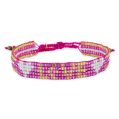 Seed Bead Love with Hearts - Pink Topaz