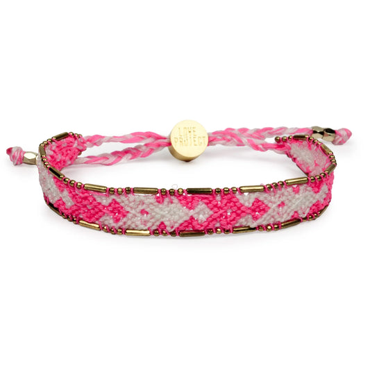 Bali Friendship Bracelet - Neon Pink and White