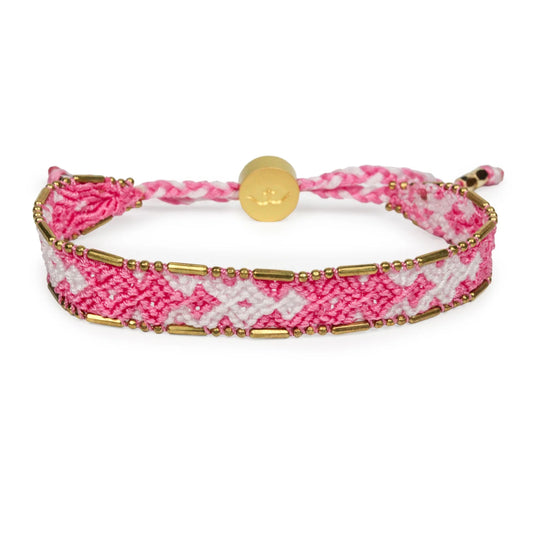 Bali Friendship Bracelet - Pale Pink and White