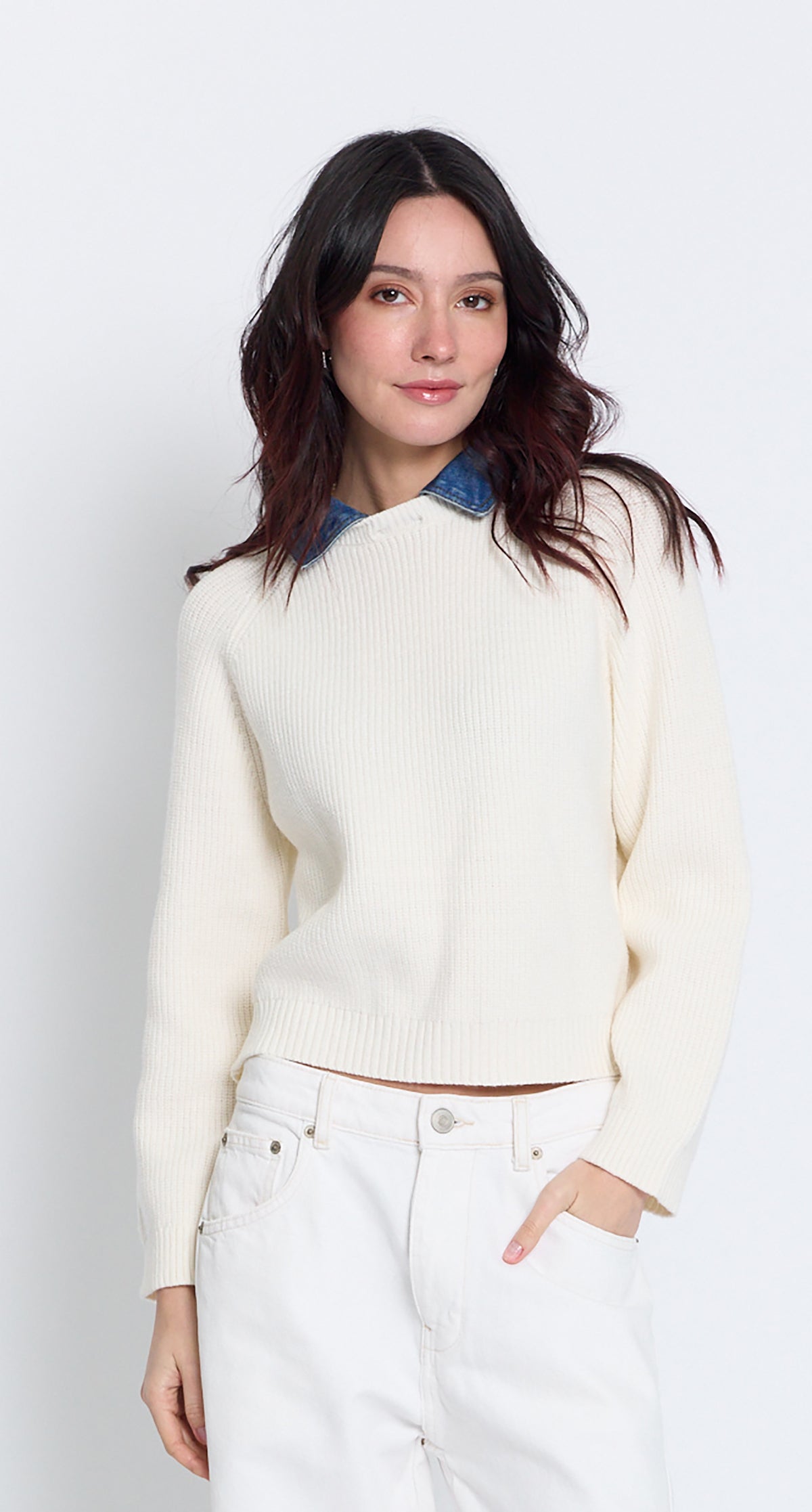 NASH DENIM COLLAR SWEATER