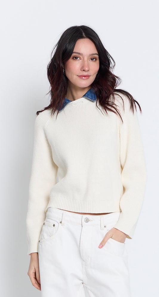 NASH DENIM COLLAR SWEATER