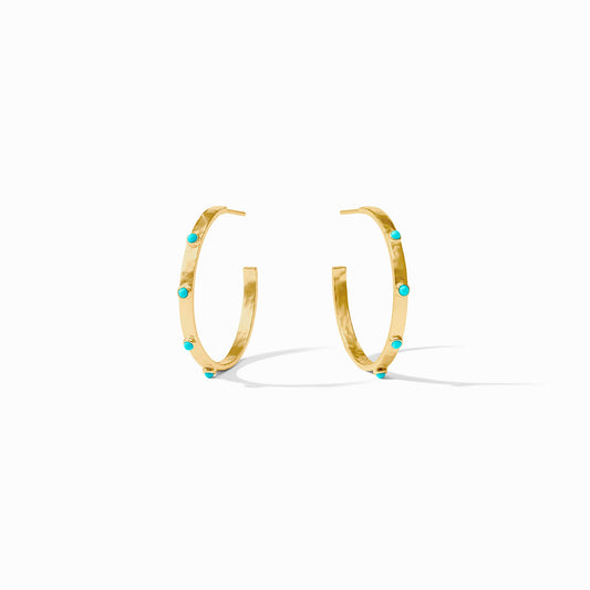 Medium Turquoise Crescent Stone Hoop