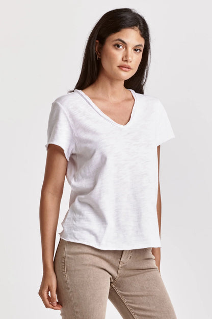 Vanya Short Sleeve Slub White Tee