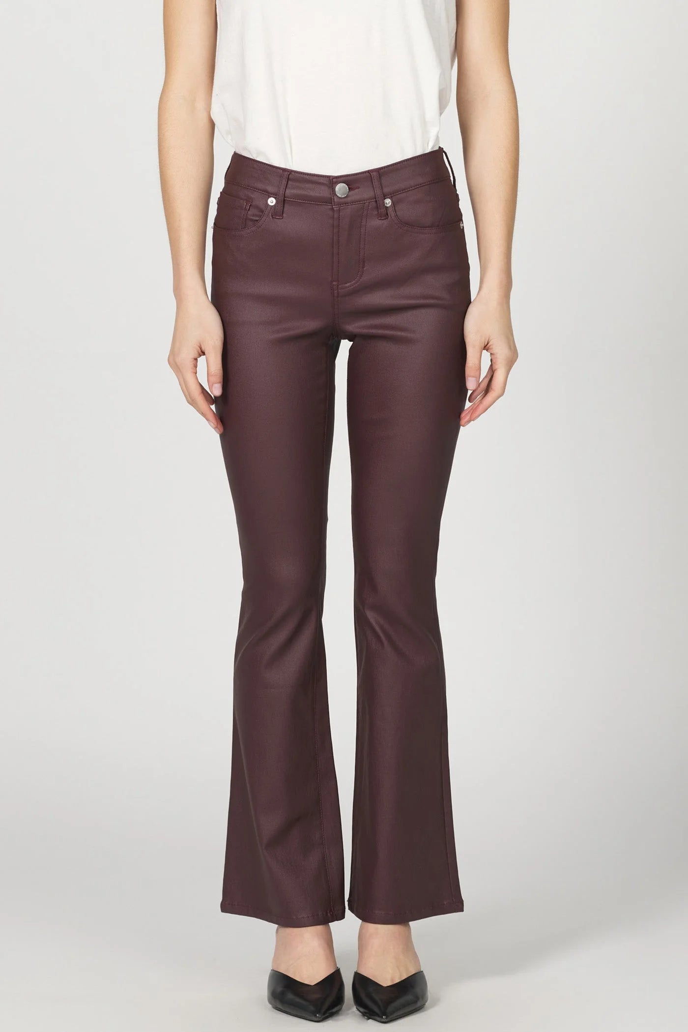 Jaxtyn Wax Coat Flare Jeans - Oxblood