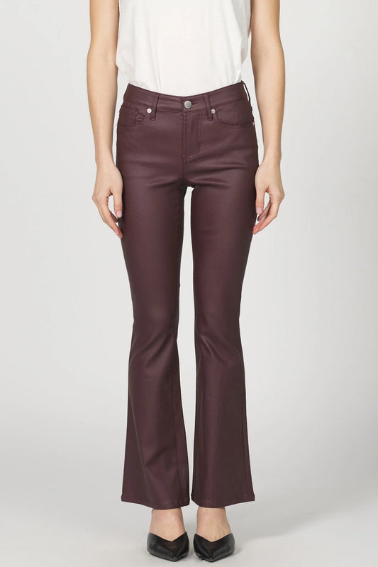 Jaxtyn Wax Coat Flare Jeans - Oxblood