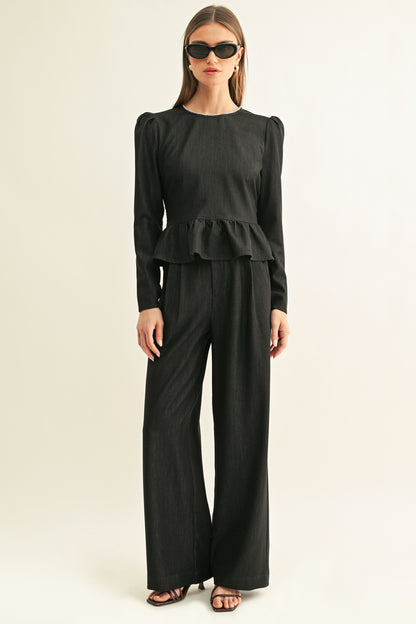 MILEY PLEATED CHAMBRAY PANTS