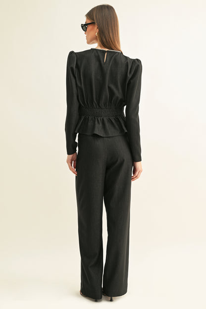 MILEY PLEATED CHAMBRAY PANTS